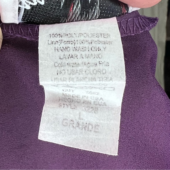 Purple Beaded Spaghetti Strap Midi Evening Dress Size L Maria Bonita - Picture 6 of 6